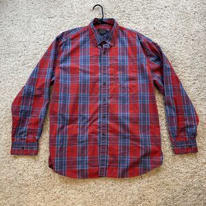 Pendleton Shirt Adult Extra Large Red Plaid Mason Button Up Cotton Pocket Men XL